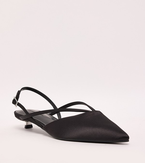 Satin Slingback Kitten Heel Pumps