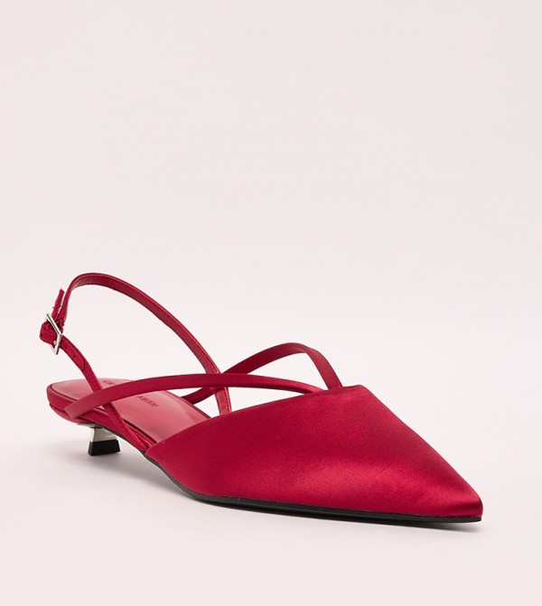 Satin Slingback Kitten Heel Pumps