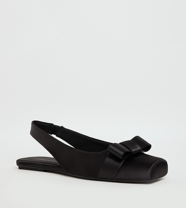 Satin Bow Detail Slingback Flat Shoes