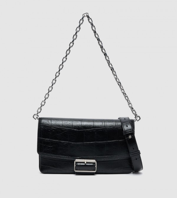 LIV Croc Textured Shoulder Bag