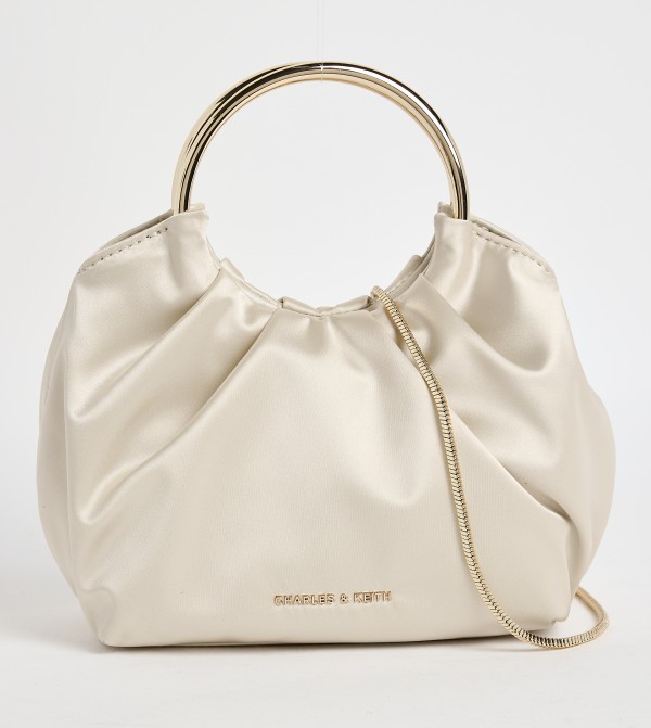 Ruched Satin Hoop Handle Bag