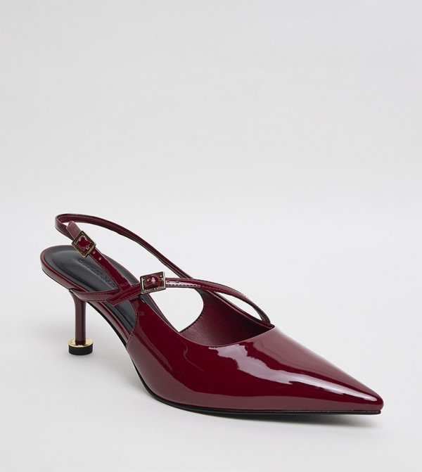 Sculptural Heel Slingback Pumps