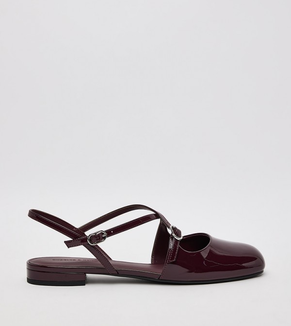 Patent Crossover Buckled Slingback Flats