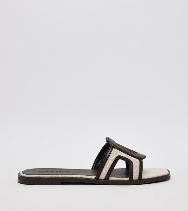 EASLEY Linen Cut Out Flat Sandals