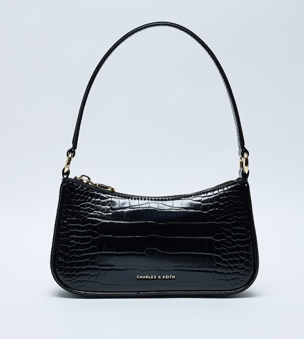 ELSPETH Croc-Effect Chain-Link Shoulder Bag
