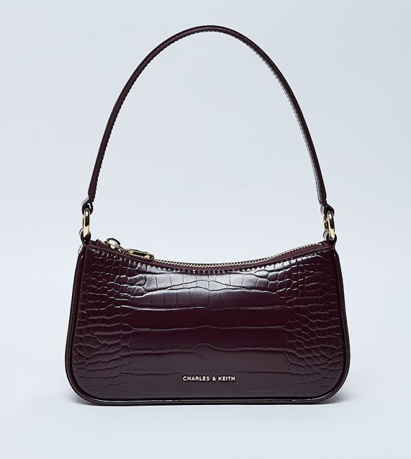 ELSPETH Croc-Effect Chain-Link Shoulder Bag