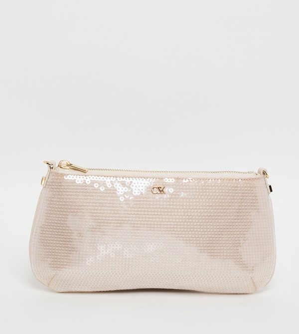 Sequined Zip Closure Shoulder Bag