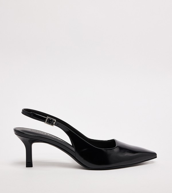 Textured Pointed Toe Slingback Pumps
