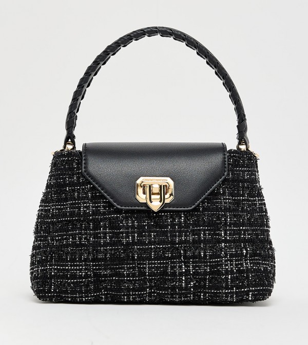 ARWEN Tweed Braided Strap Top Handle Bag
