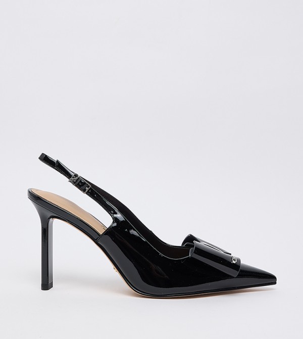 LU Patent Leather Bow Detail Slingback Pumps