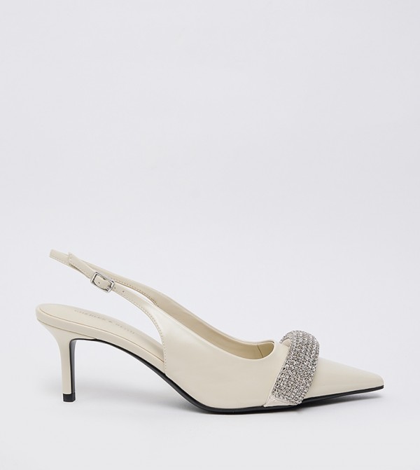 Embellished Pointed Toe Slingback Pumps 