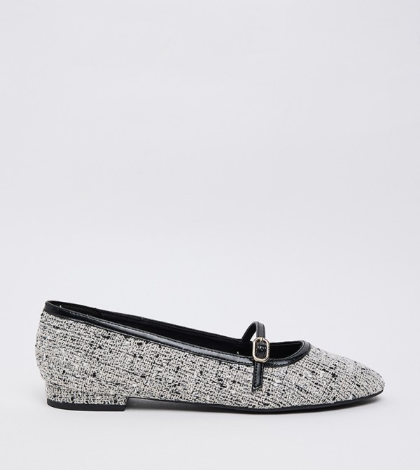 Tweed Contrast Trim Mary Janes