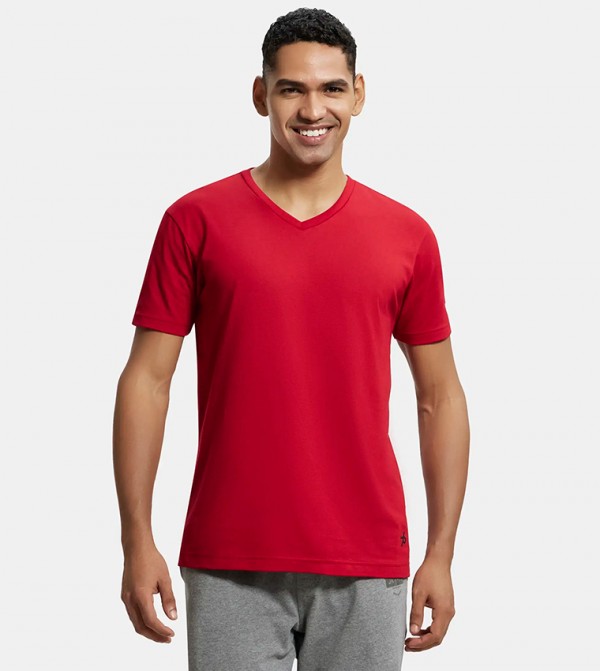 Solid Short Sleeves V-Neck T-Shirt