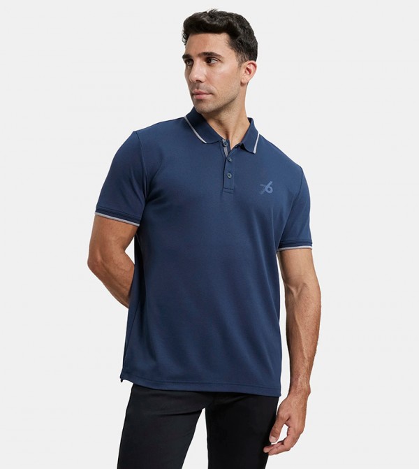 Contrast Tipping Short Sleeves Polo T-Shirt