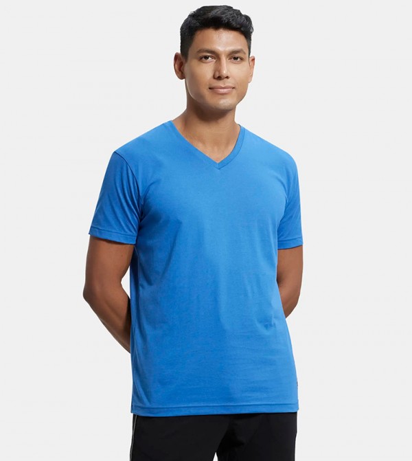 Solid Short Sleeves V-Neck T-Shirt