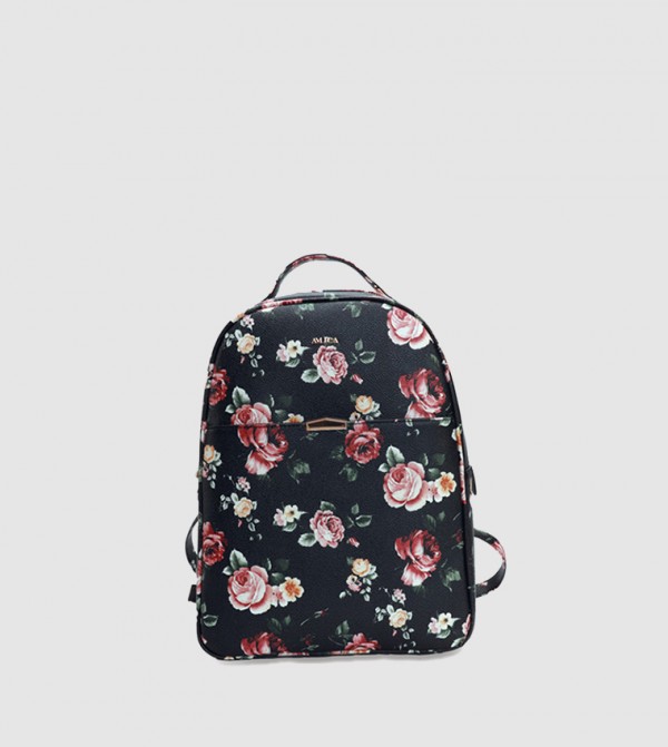 Floral Print Vegan Leather Backpack
