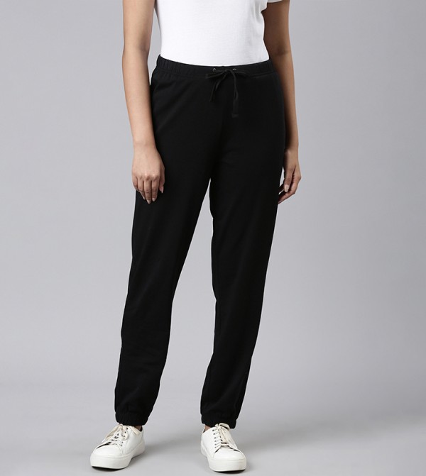 Solid Mid Rise Cotton Casual Joggers