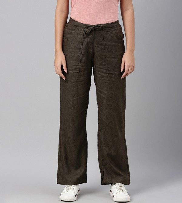 Solid Linen Wide Leg Pants