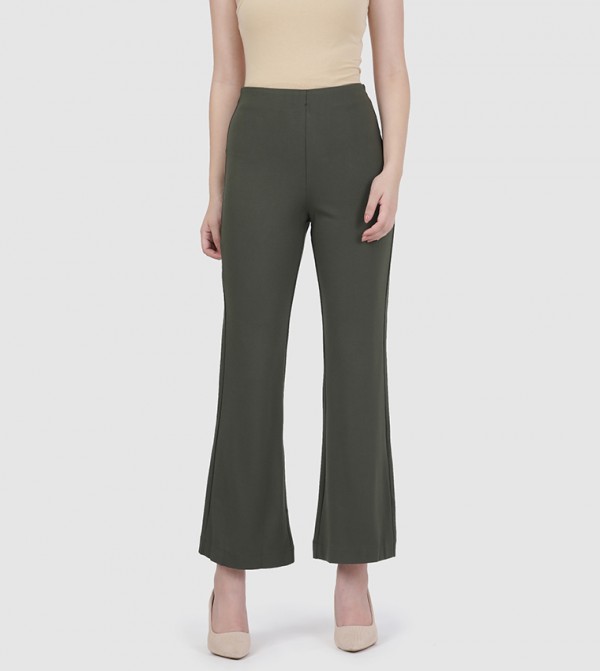 Elastic Waist Ponte Flared Pants