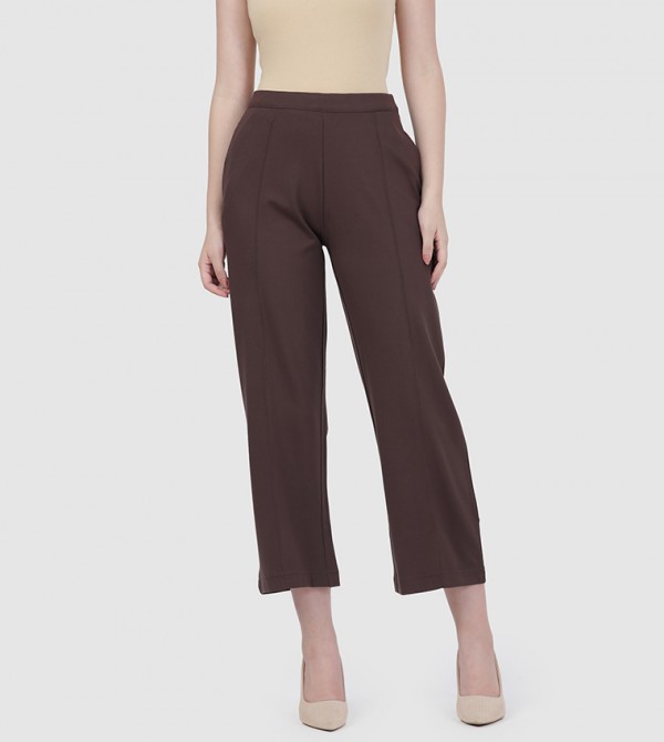 Elastic Waist Ponte Wide Leg Pants
