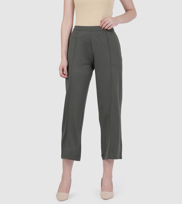 Solid Ponte Wide Leg Pants