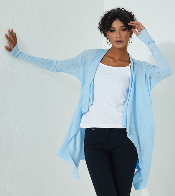 Pale blue long on sale cardigan