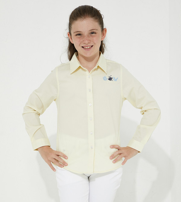 قميص بوبلين سادة قابل للتمدد