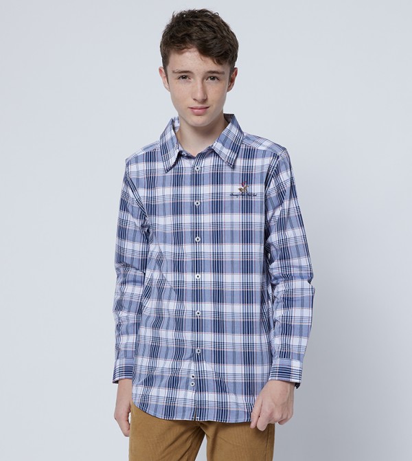 Logo Embroidered Checked Shirt