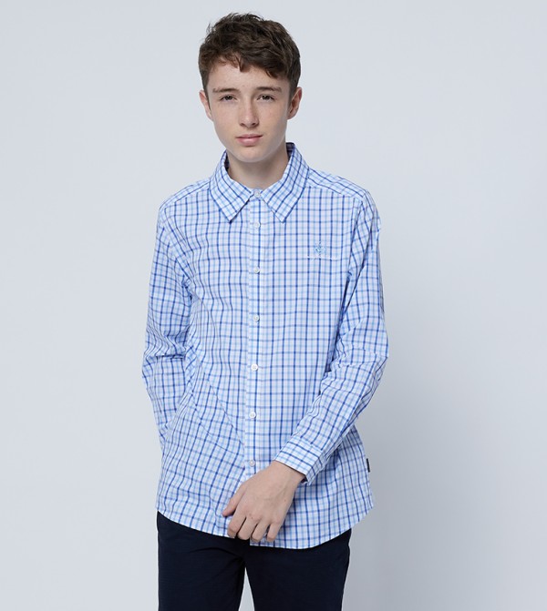Logo Embroidered Checked Shirt