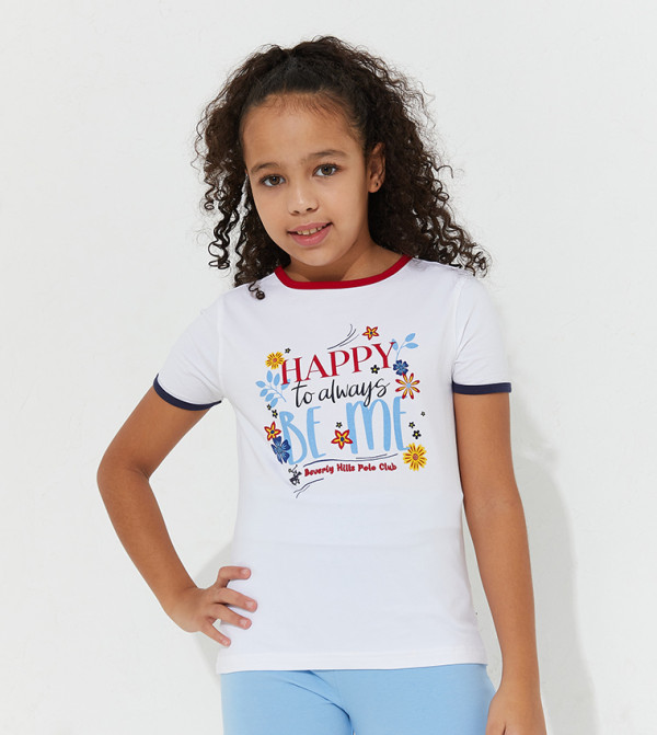 Happy To Be Me Ringer Printed T-Shirt