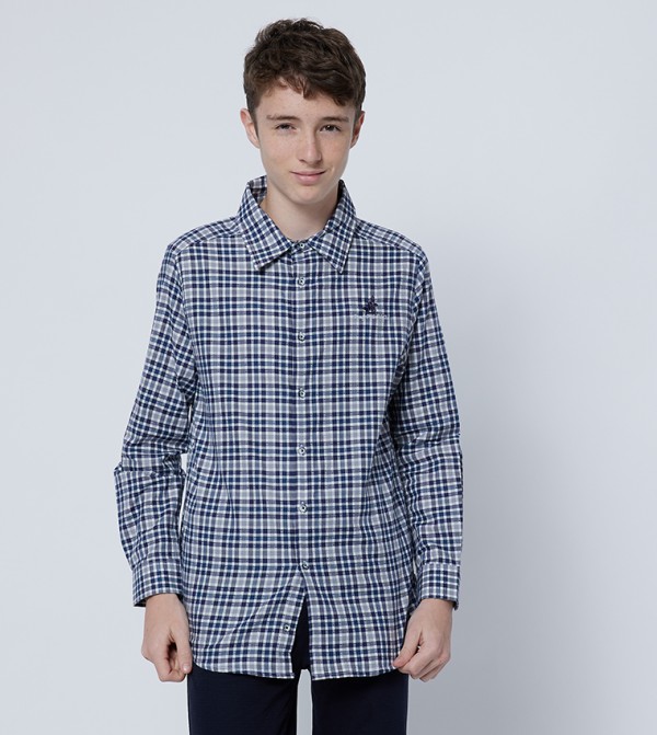 Logo Embroidered Checked Shirt