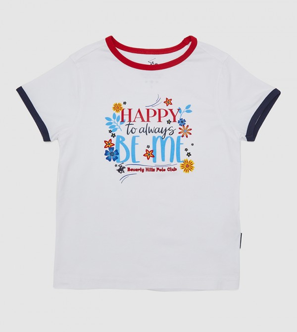 Happy To Be Me Ringer Printed T-Shirt