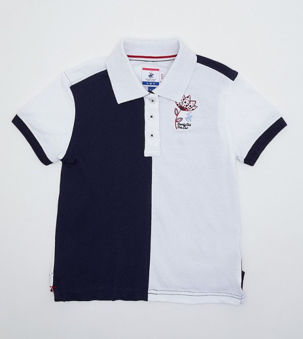 Girl's Short Sleeves Color Block Polo T-Shirt