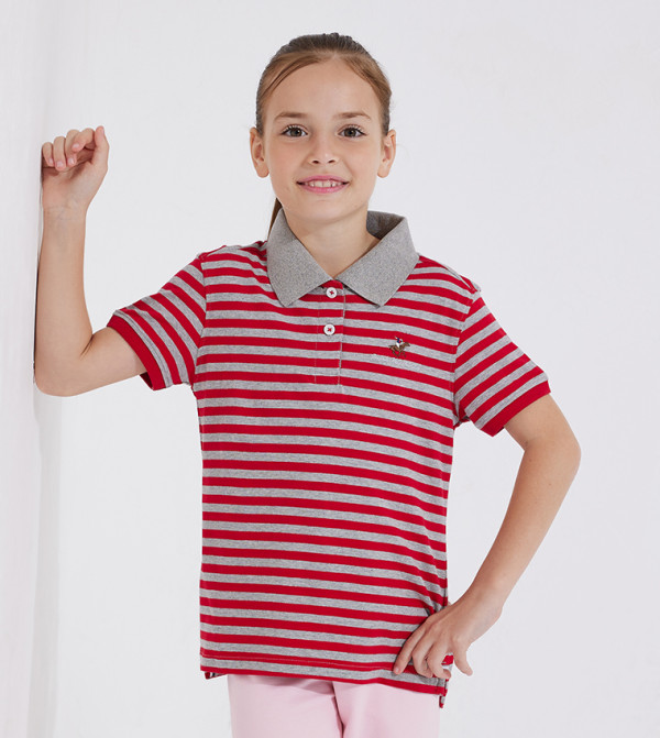 Girl's Striped Polo T-Shirt