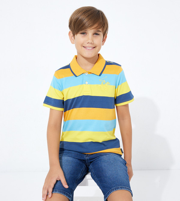 Logo Embroidered Striped Polo T-Shirt