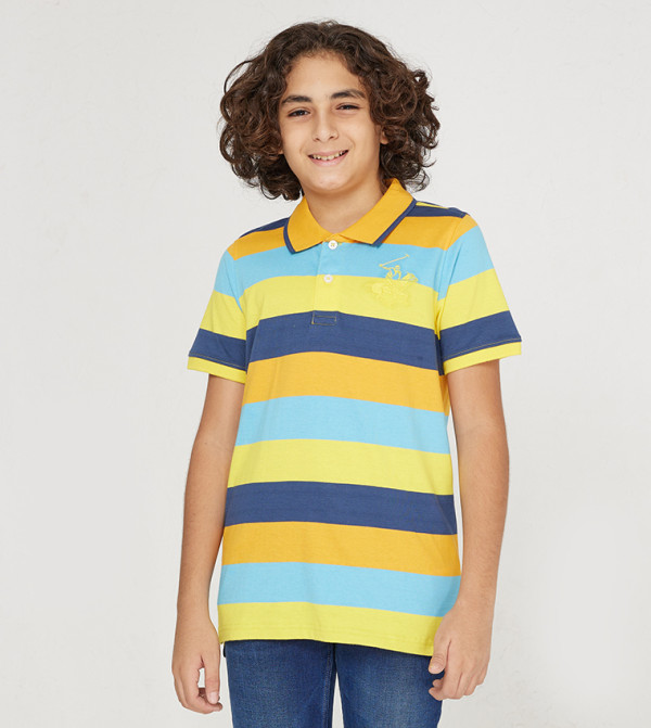 Logo Embroidered Striped Polo T-Shirt