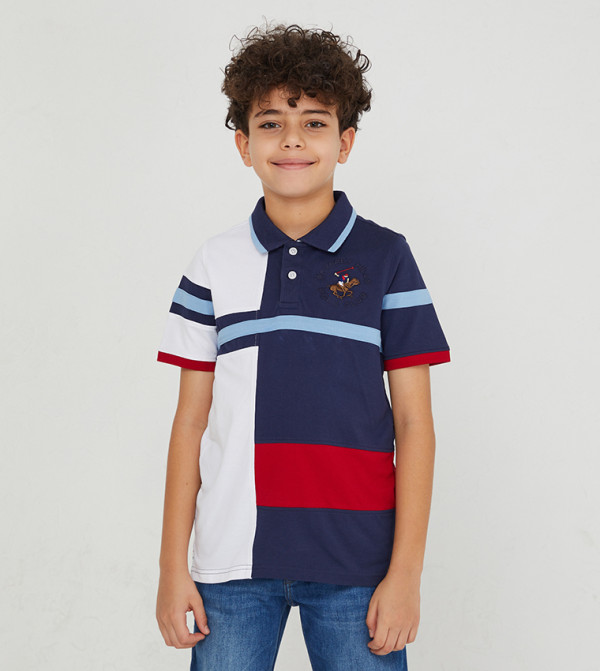 تيشيرت بولو بأكمام قصيرة بألوان متباينة