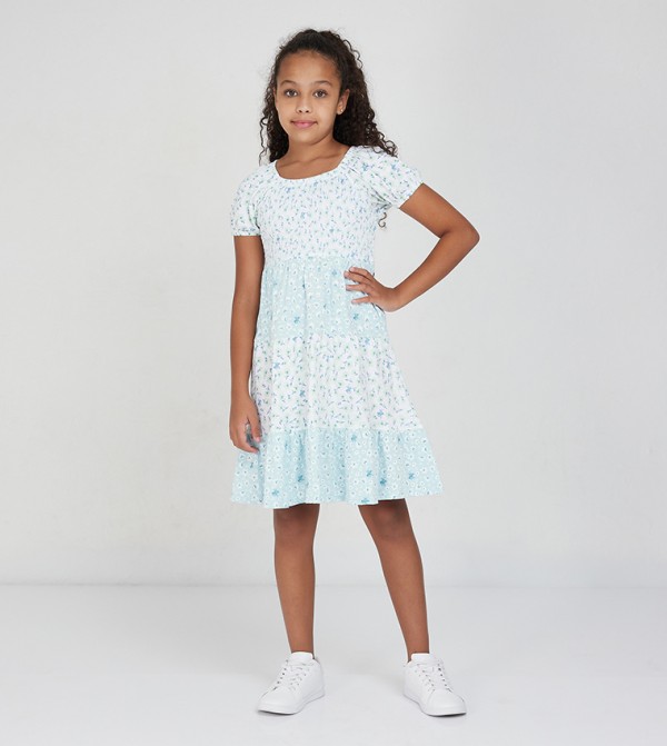 Printed Smocked Tiered Dress