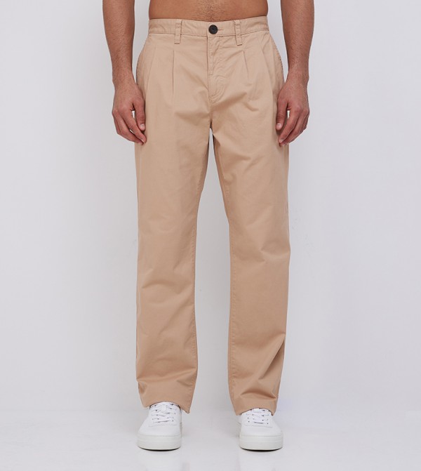 Solid Straight Fit Casual Pants