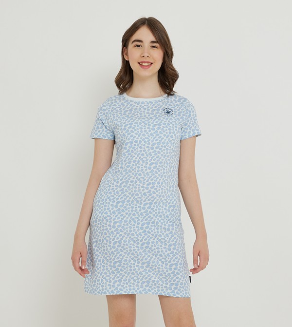 Leopard Patterned Short Sleeves T-Shirt Dress