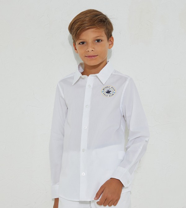 قميص مزين بالعلامة التجارية مطرزة للأولاد