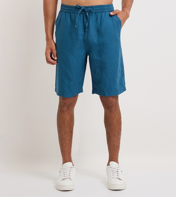Drawstring Waist Linen Shorts