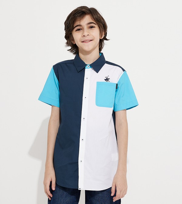 Color Block Short Sleeves Shirt