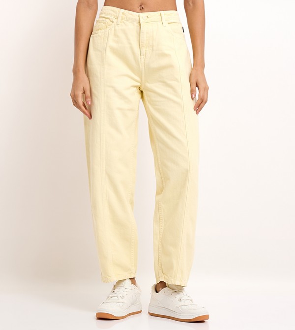 Washed High Waist Straight Fit Jeans