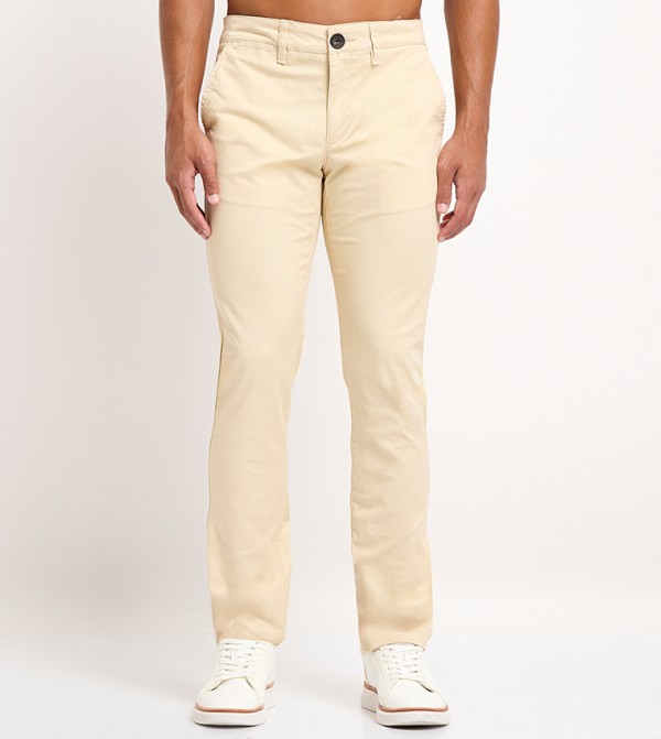 Solid Mid Rise Slim Fit Pants