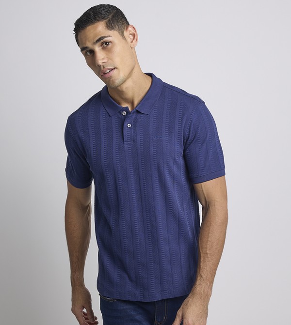Textured Short Sleeves Polo T-Shirt