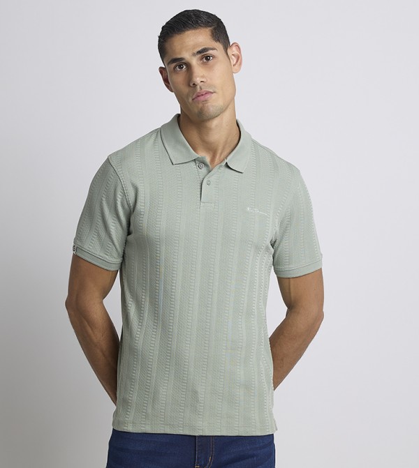 Textured Short Sleeves Polo T-Shirt
