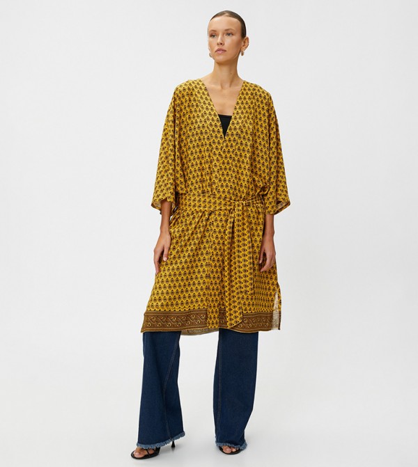 Patterned 3/4 Sleeves Kimono