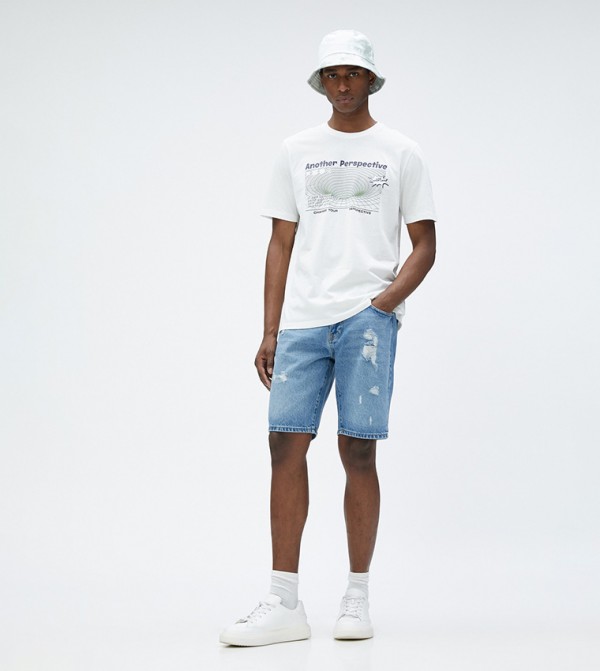 Ripped Denim Shorts