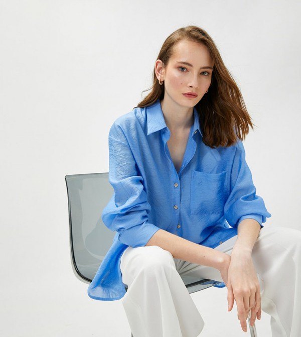 Oversized Viscose Pocket Detail Shirt